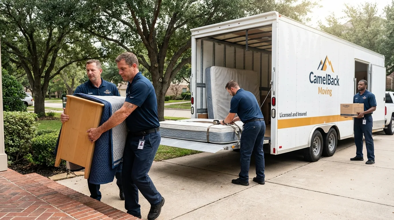Crew loading residential truck for cross-state move from Windsor Locks, CT